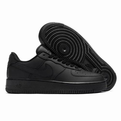 All Black Nike Air Force 1 Shoes Men and Women-25 - Click Image to Close